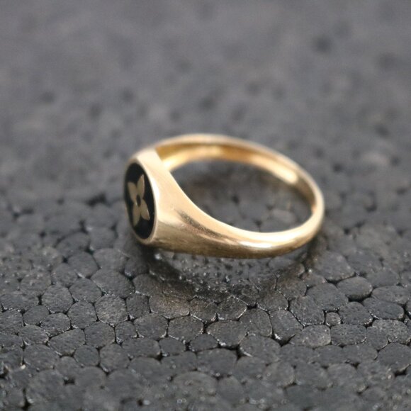 18K Solid Gold Ring โ Custom Floral LV-Inspired Design (3g, Handmade, Not LV) - Picture 2 of 5